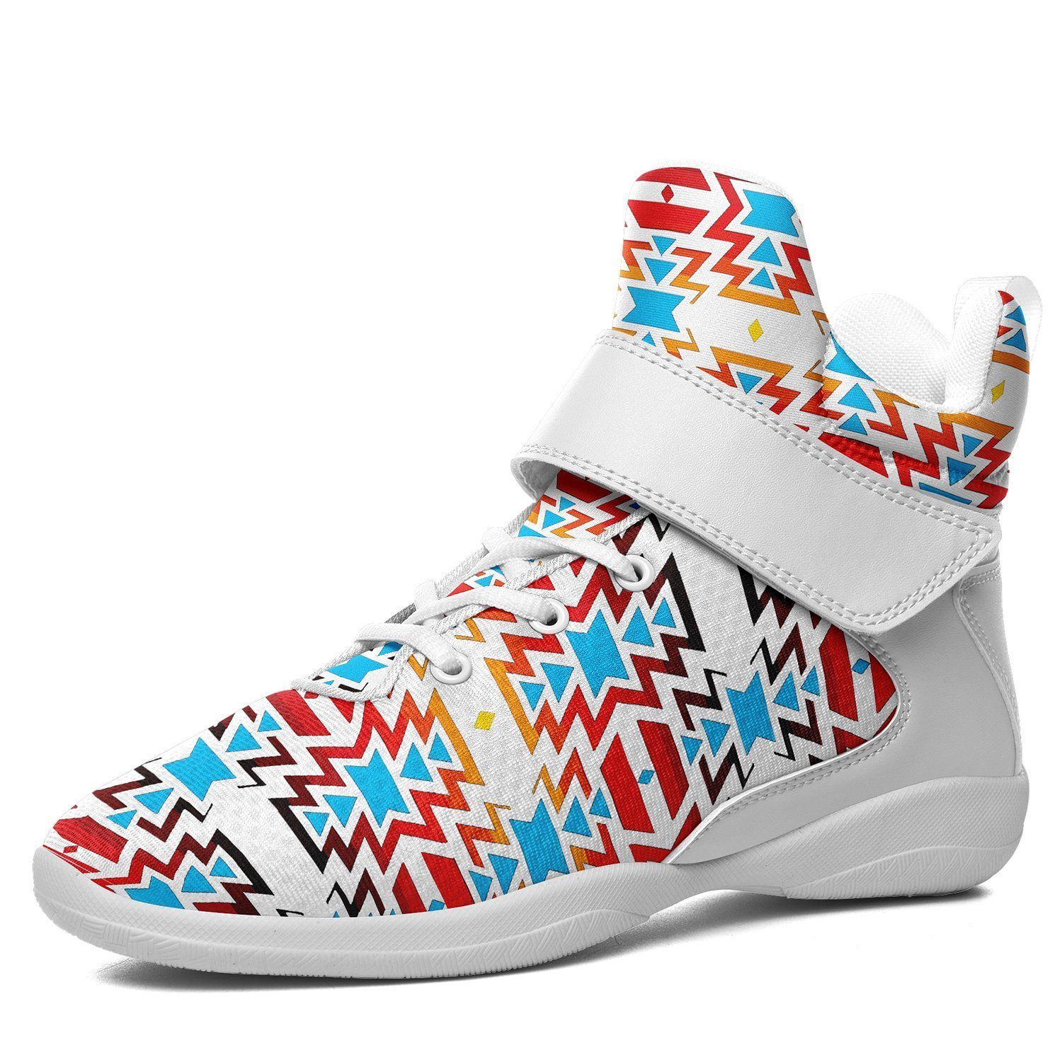 Fire Colors and Sky Kid's Ipottaa Basketball / Sport High Top Shoes 49 Dzine US Child 12.5 / EUR 30 White Sole with White Strap 