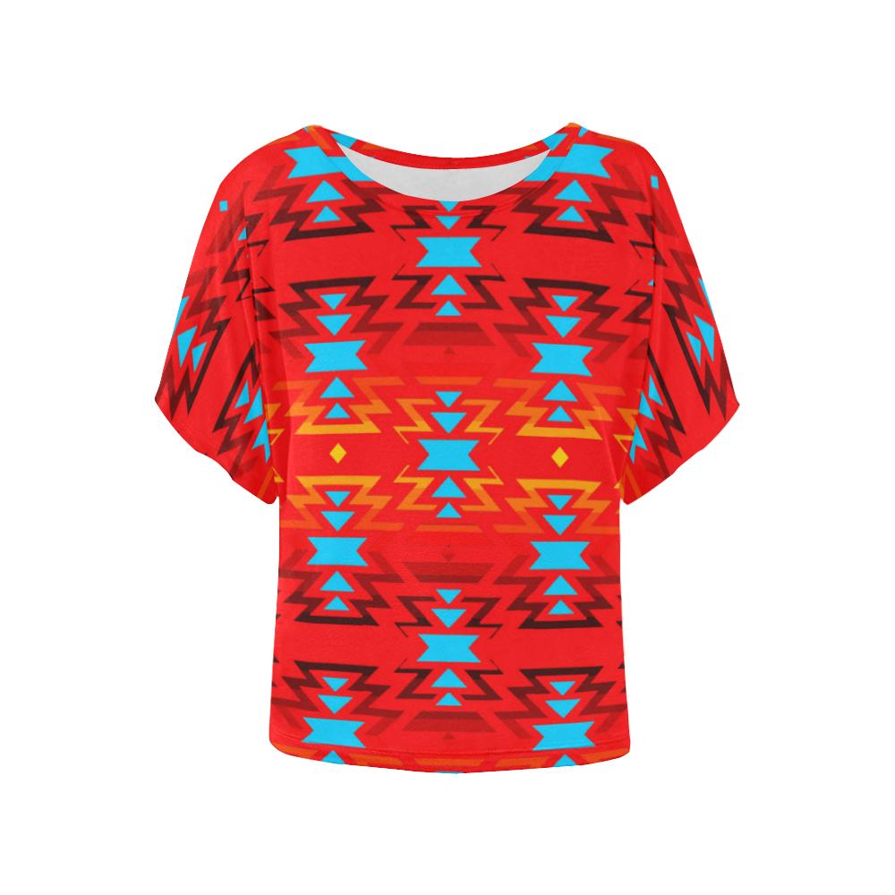 Fire Colors and Sky Sierra Women's Batwing-Sleeved Blouse T shirt (Model T44) Women's Batwing-Sleeved Blouse T shirt (T44) e-joyer 