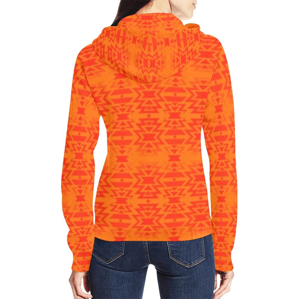 Fire Colors and Turquoise All Over Print Full Zip Hoodie for Women (Model H14) All Over Print Full Zip Hoodie for Women (H14) e-joyer 