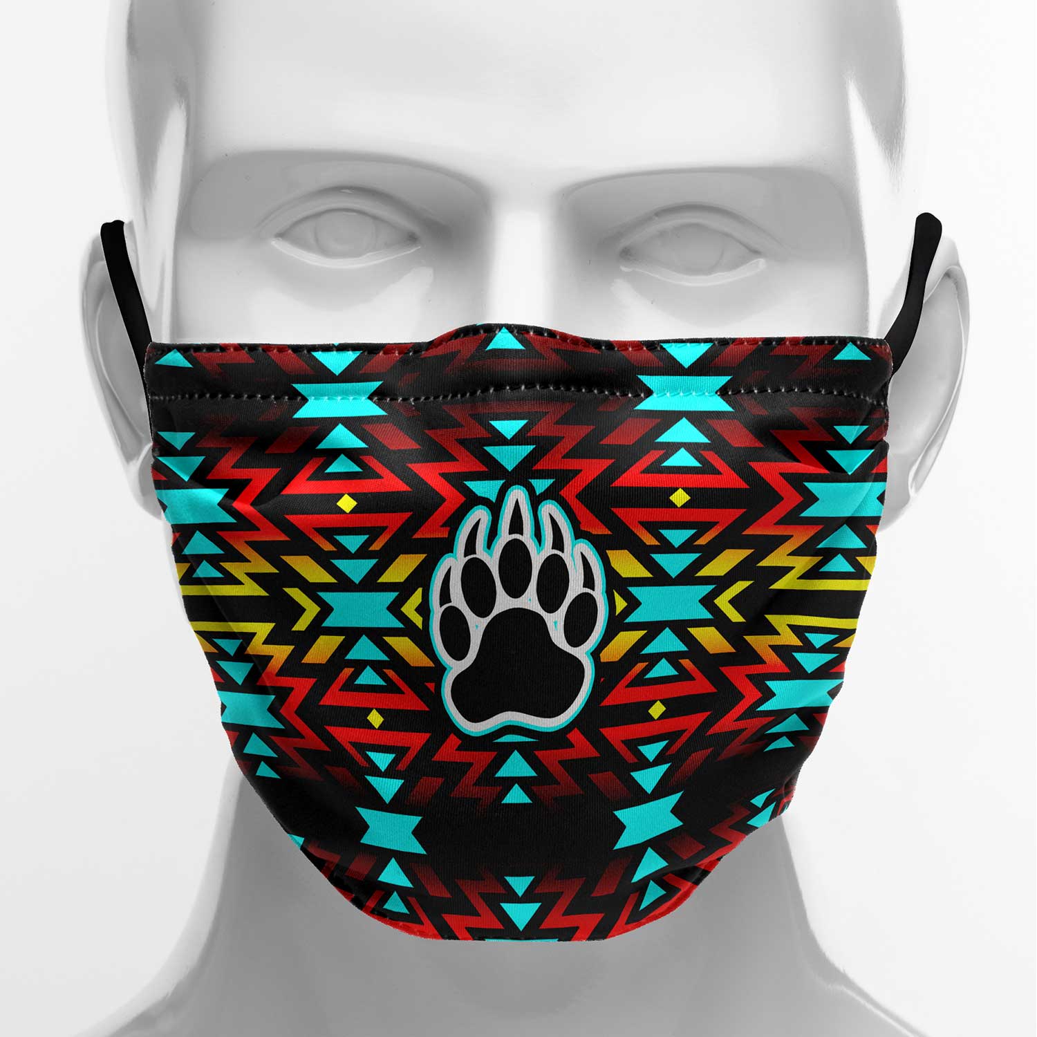 Fire Colors and Turquoise Bearpaw Face Cover Herman 