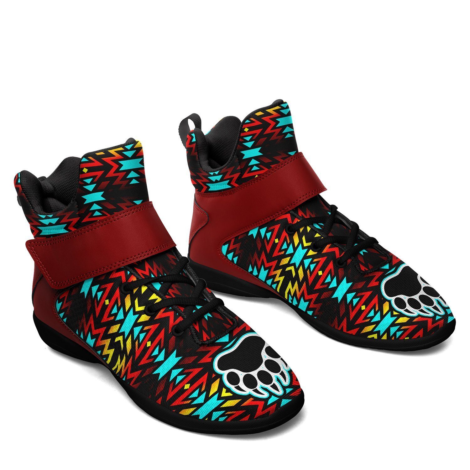 Fire Colors and Turquoise Bearpaw Kid's Ipottaa Basketball / Sport High Top Shoes 49 Dzine 