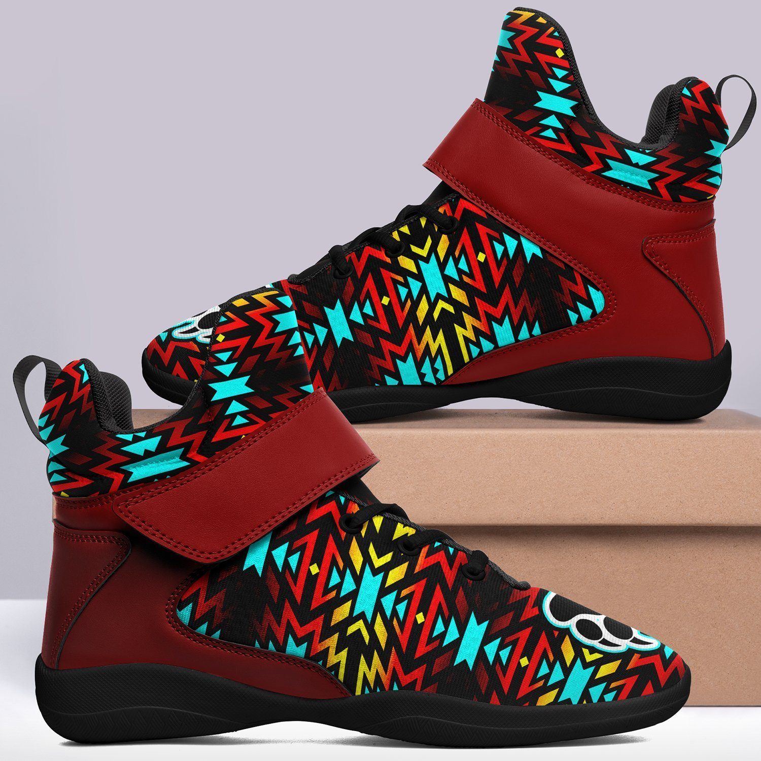 Fire Colors and Turquoise Bearpaw Kid's Ipottaa Basketball / Sport High Top Shoes 49 Dzine 