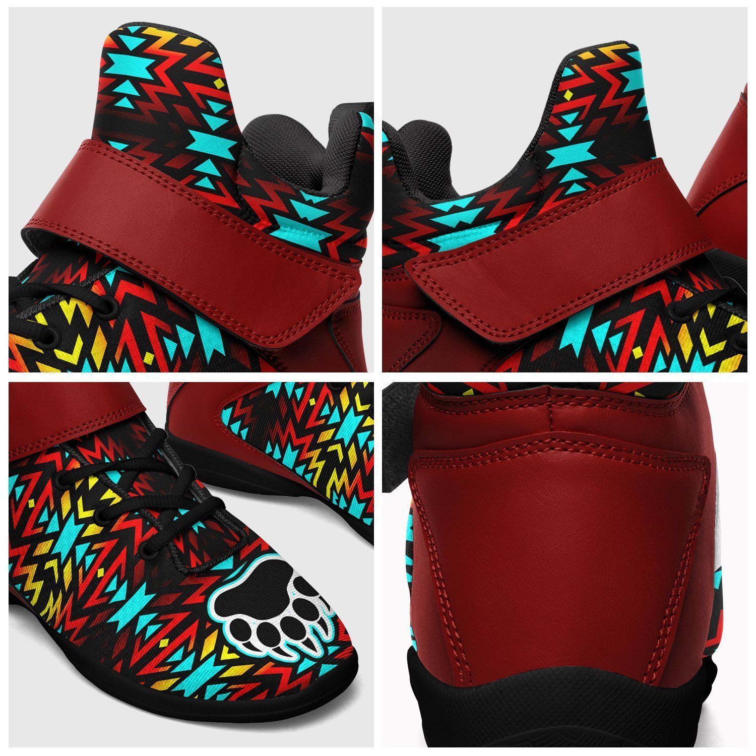 Fire Colors and Turquoise Bearpaw Kid's Ipottaa Basketball / Sport High Top Shoes 49 Dzine 