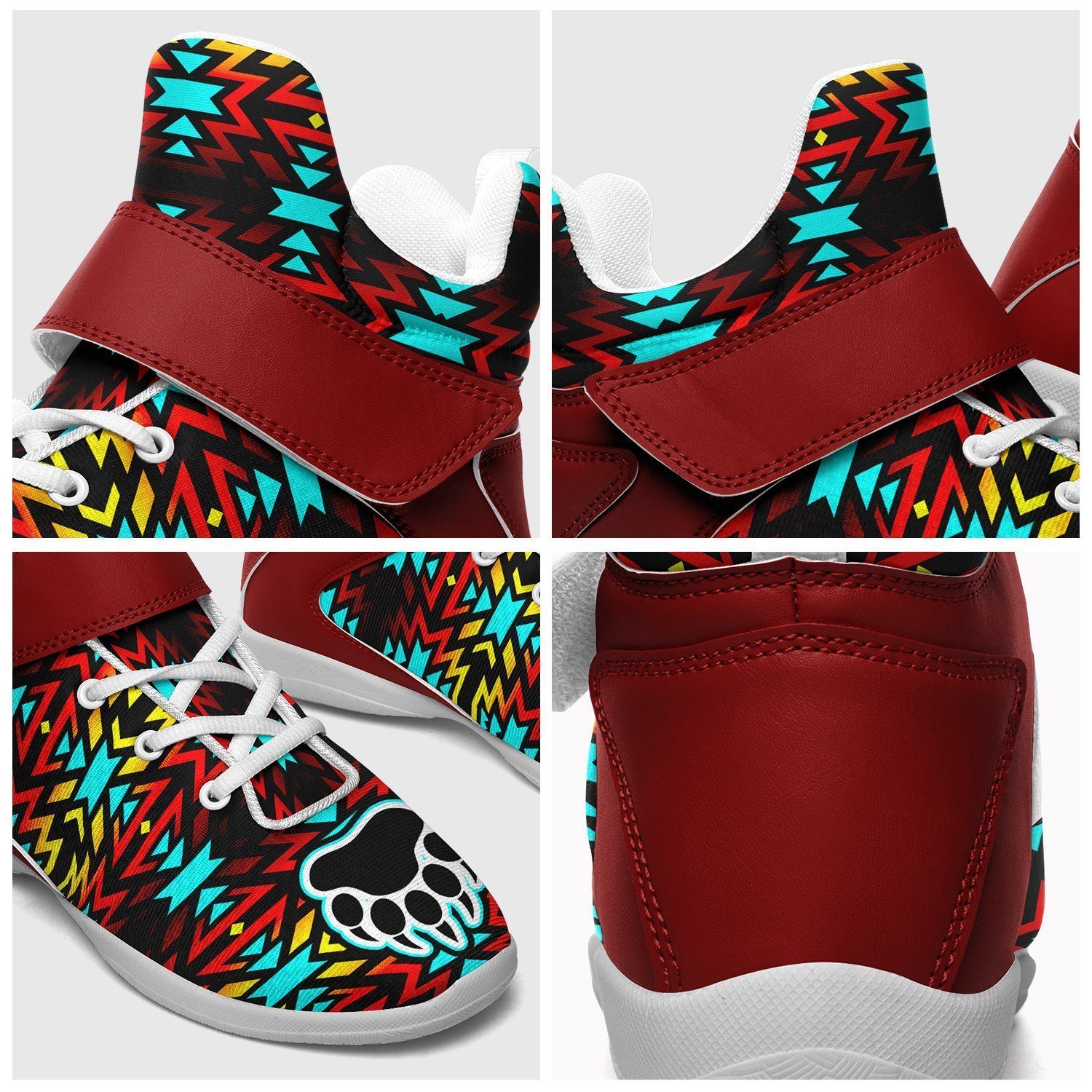 Fire Colors and Turquoise Bearpaw Kid's Ipottaa Basketball / Sport High Top Shoes 49 Dzine 