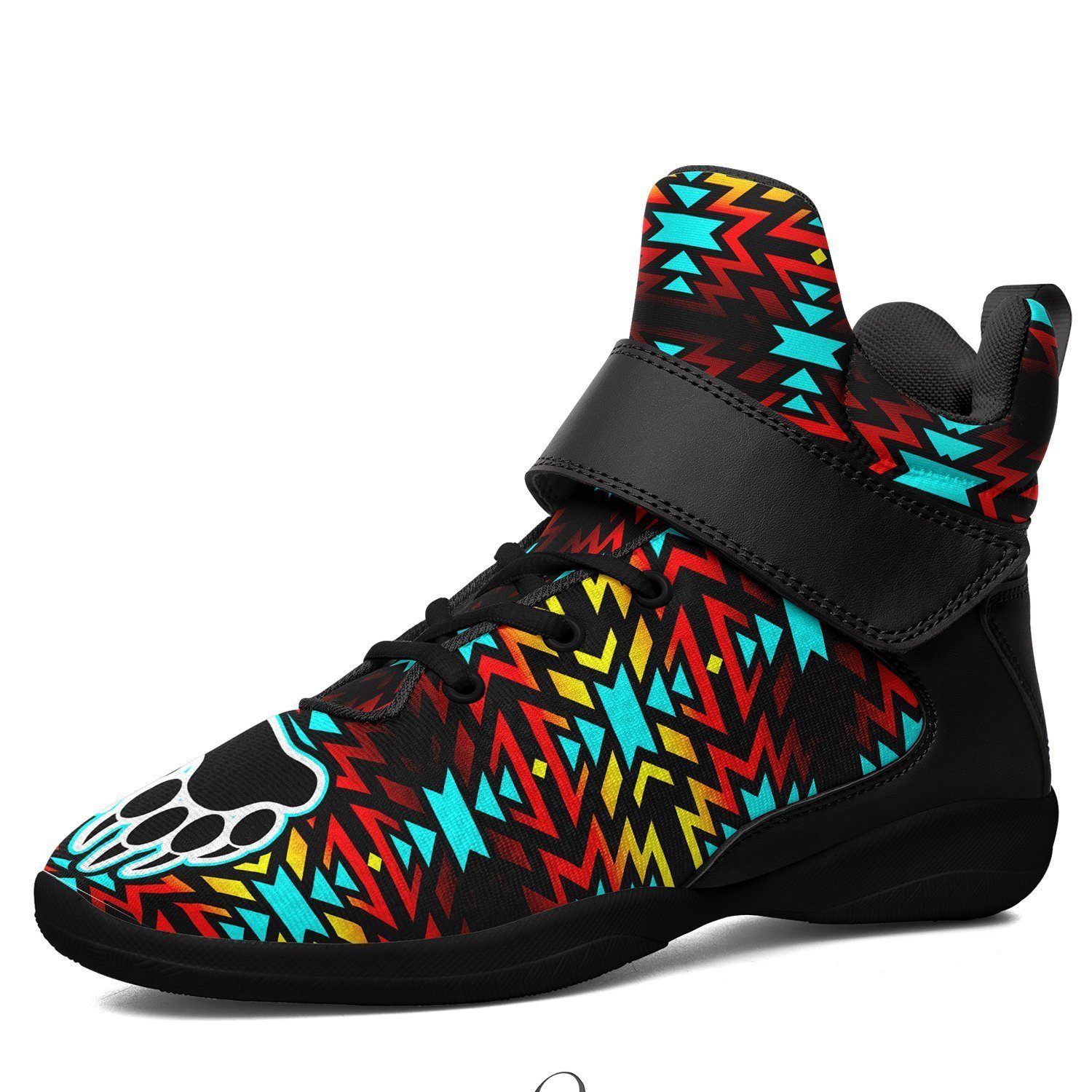 Fire Colors and Turquoise Bearpaw Kid's Ipottaa Basketball / Sport High Top Shoes 49 Dzine US Child 12.5 / EUR 30 Black Sole with Black Strap 