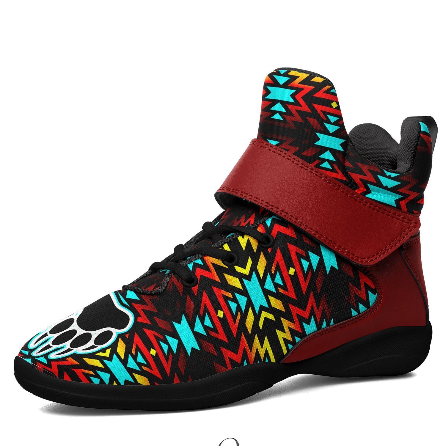 Fire Colors and Turquoise Bearpaw Kid's Ipottaa Basketball / Sport High Top Shoes 49 Dzine US Child 12.5 / EUR 30 Black Sole with Dark Red Strap 