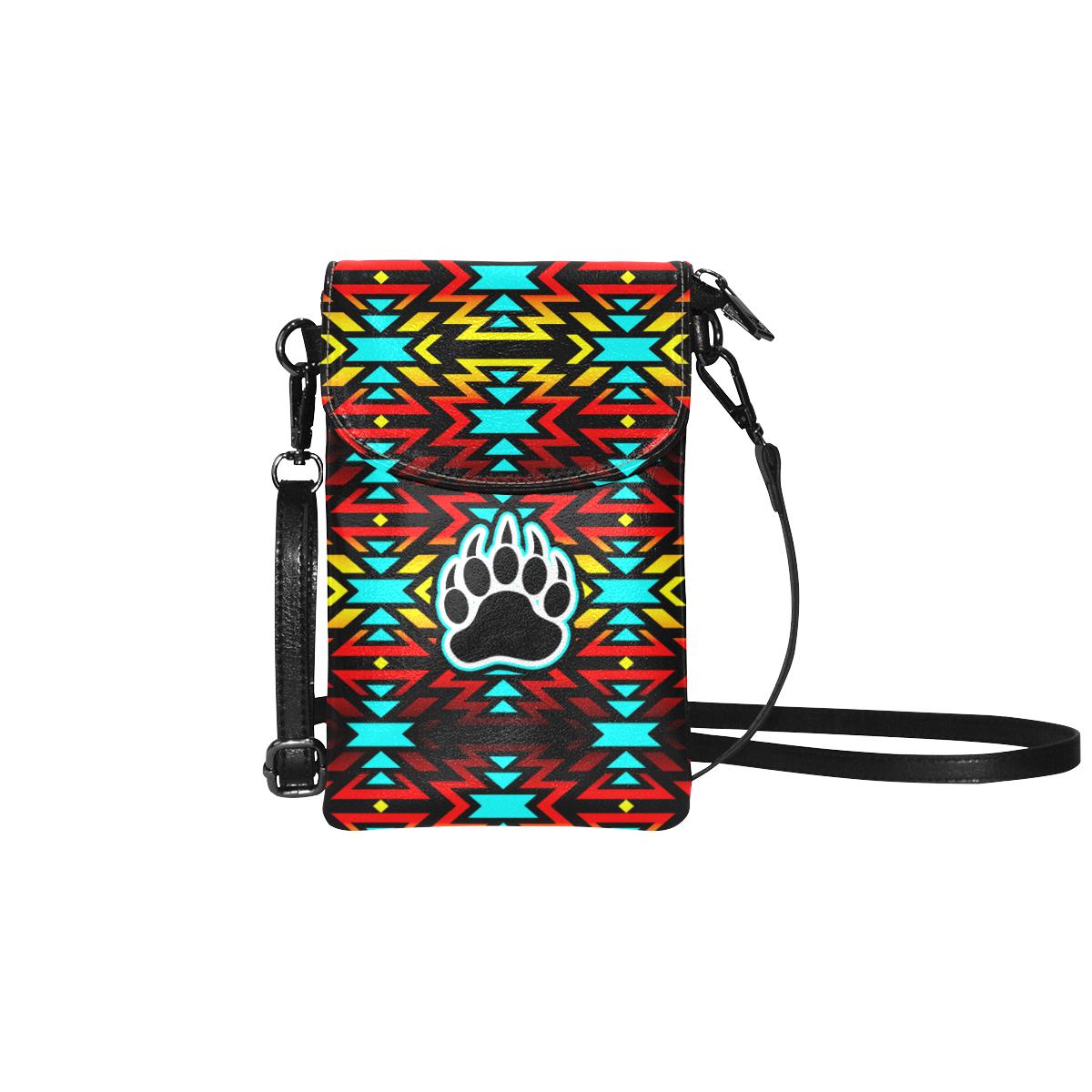 Fire Colors and Turquoise Bearpaw Small Cell Phone Purse (Model 1711) Small Cell Phone Purse (1711) e-joyer 