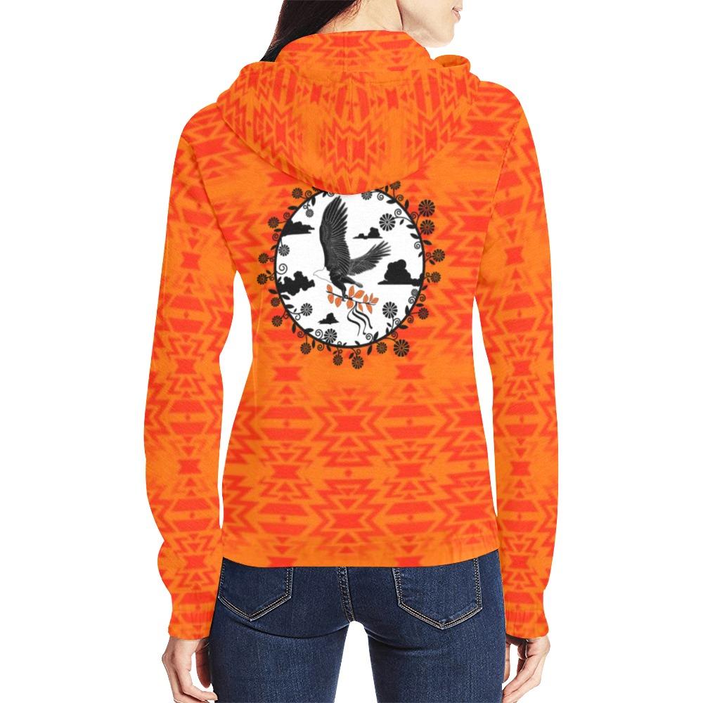 Fire Colors and Turquoise Carrying Their Prayers All Over Print Full Zip Hoodie for Women (Model H14) All Over Print Full Zip Hoodie for Women (H14) e-joyer 