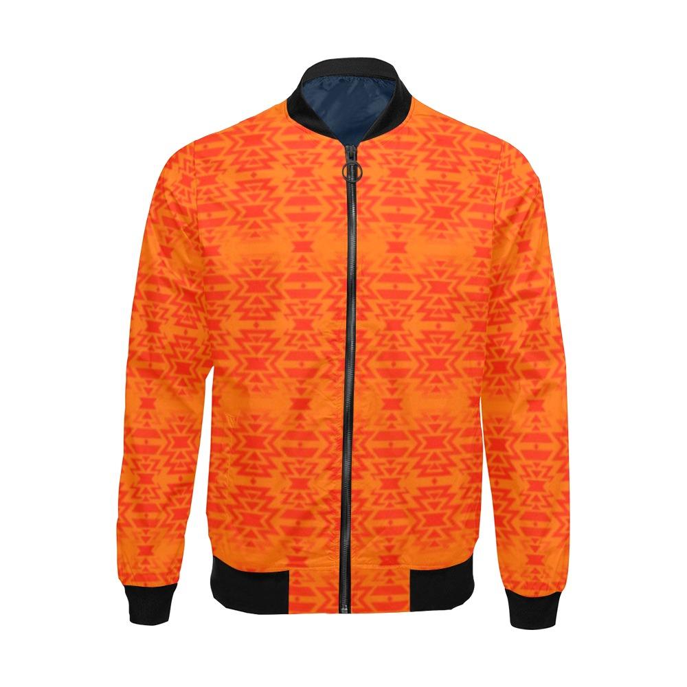 Fire Colors and Turquoise Orange A feather for each All Over Print Bomber Jacket for Men (Model H19) All Over Print Bomber Jacket for Men (H19) e-joyer 