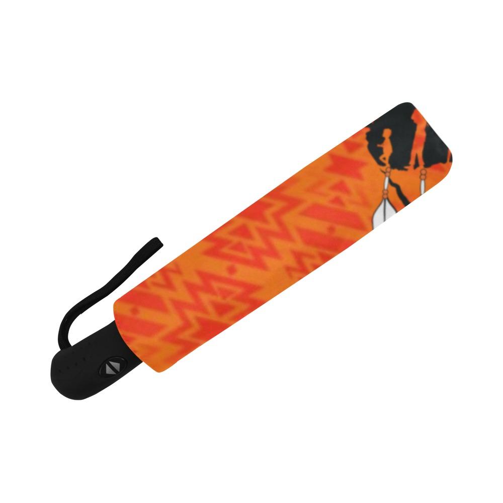 Fire Colors and Turquoise Orange A feather for each Auto-Foldable Umbrella (Model U04) Auto-Foldable Umbrella e-joyer 