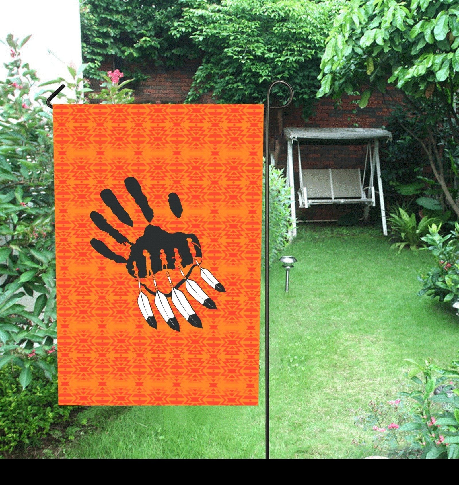 Fire Colors and Turquoise Orange - A feather for Each Garden Flag 28''x40'' (Two Sides Printing) Garden Flag 28‘’x40‘’ (Two Sides) e-joyer 