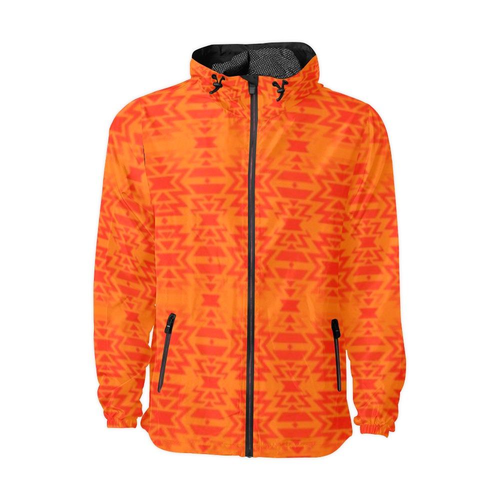Fire Colors and Turquoise Orange A feather for each Unisex All Over Print Windbreaker (Model H23) All Over Print Windbreaker for Men (H23) e-joyer 