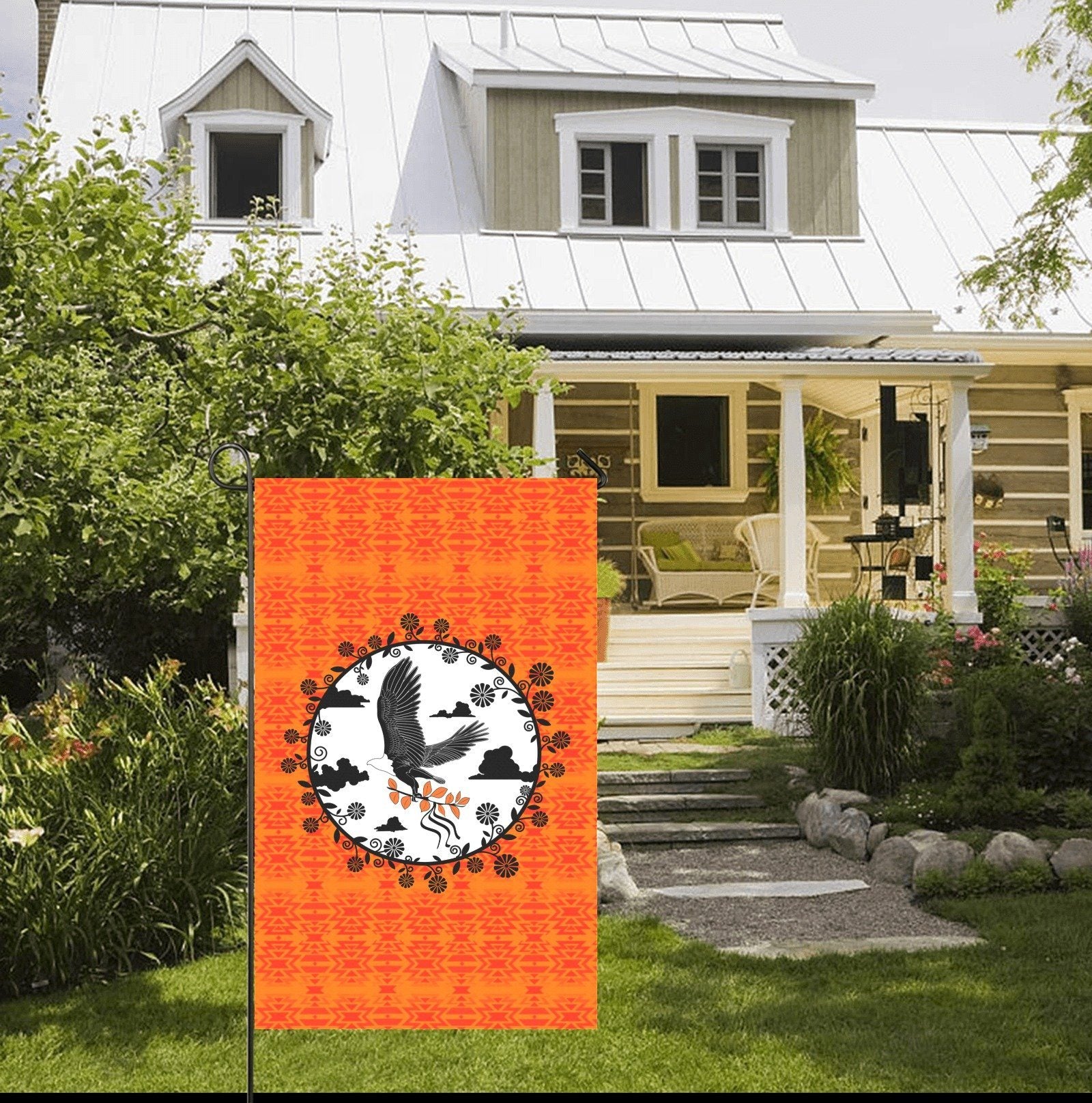 Fire Colors and Turquoise Orange - Carrying Their Prayers Garden Flag 36''x60'' (Two Sides Printing) Garden Flag 36‘’x60‘’ (Two Sides) e-joyer 