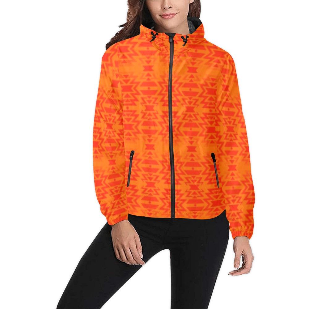 Fire Colors and Turquoise Orange Carrying Their Prayers Unisex All Over Print Windbreaker (Model H23) All Over Print Windbreaker for Men (H23) e-joyer 