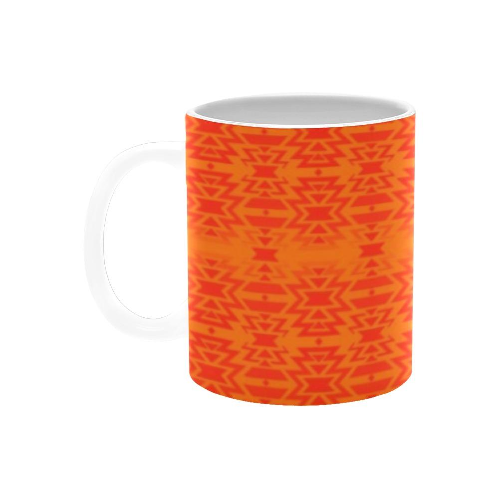 Fire Colors and Turquoise Orange Carrying Their Prayers White Mug(11OZ) White Mug e-joyer 