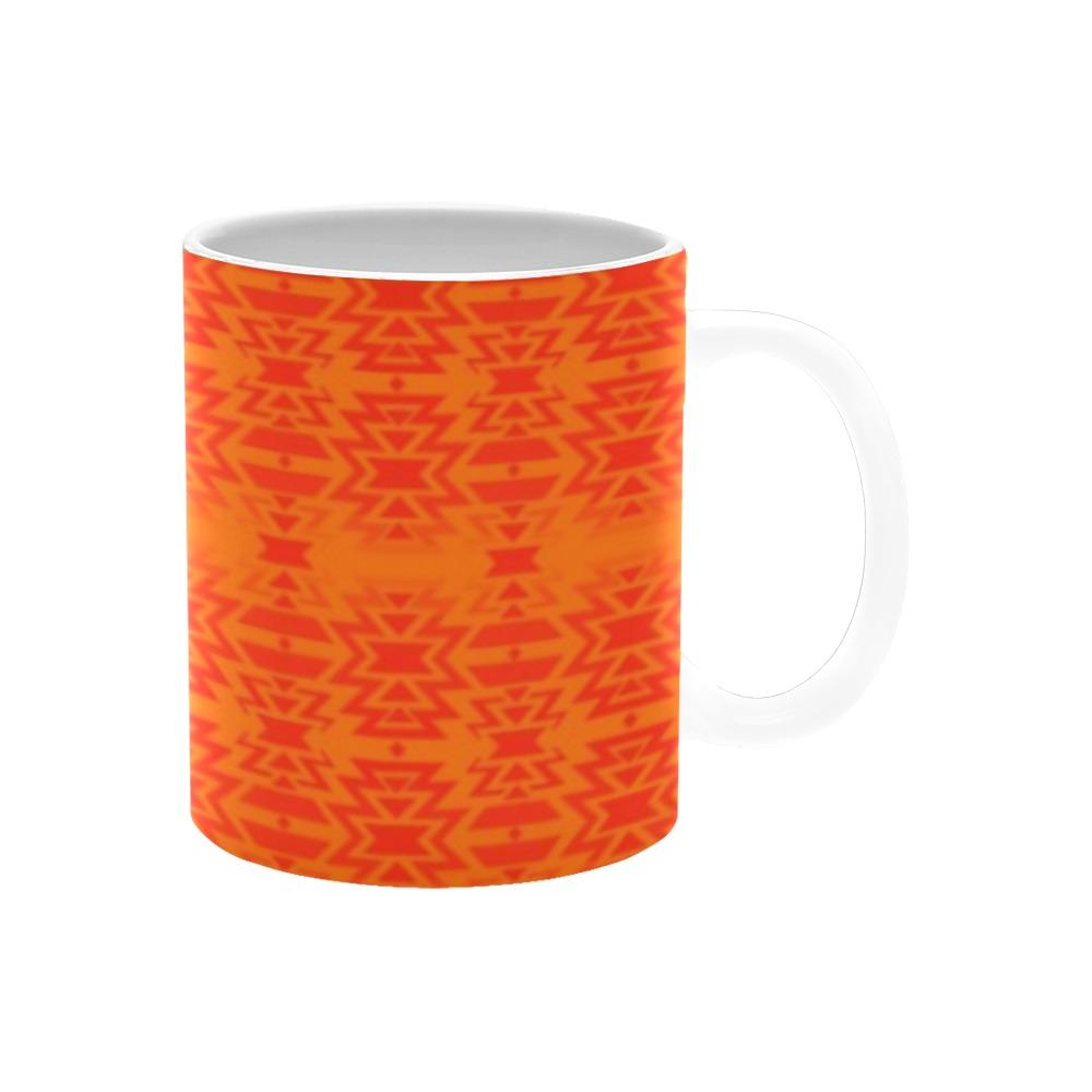 Fire Colors and Turquoise Orange Carrying Their Prayers White Mug(11OZ) White Mug e-joyer 