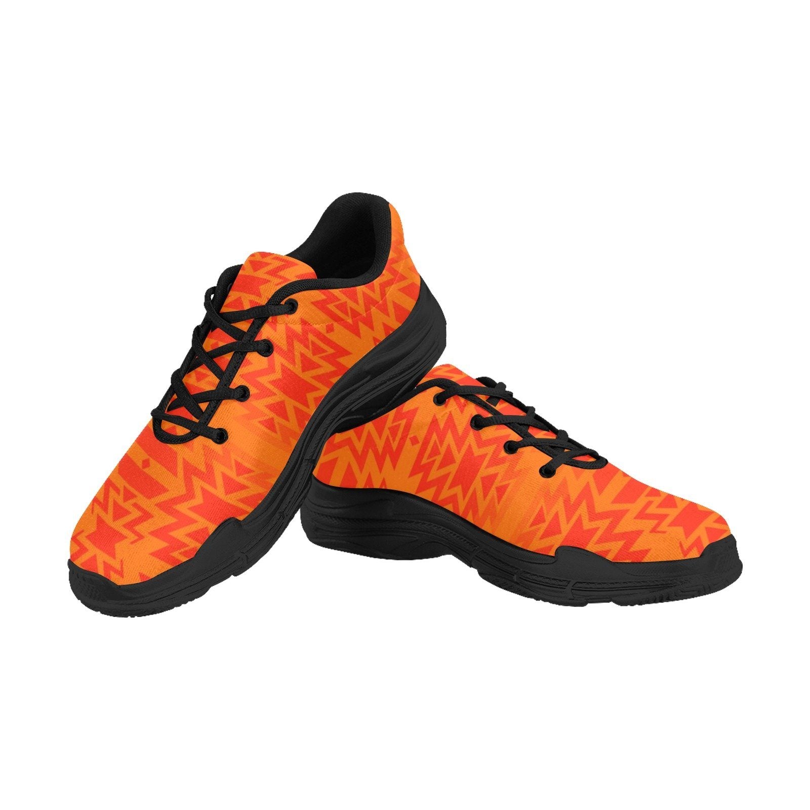 Fire Colors and Turquoise Orange Chunky Men's Running Shoes Artsadd US5 Black Sole 