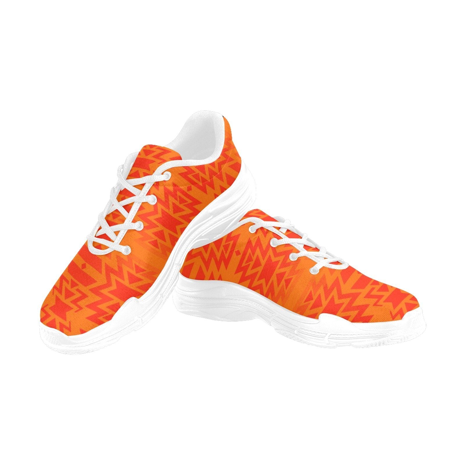 Fire Colors and Turquoise Orange Chunky Men's Running Shoes Artsadd US5 White Sole 