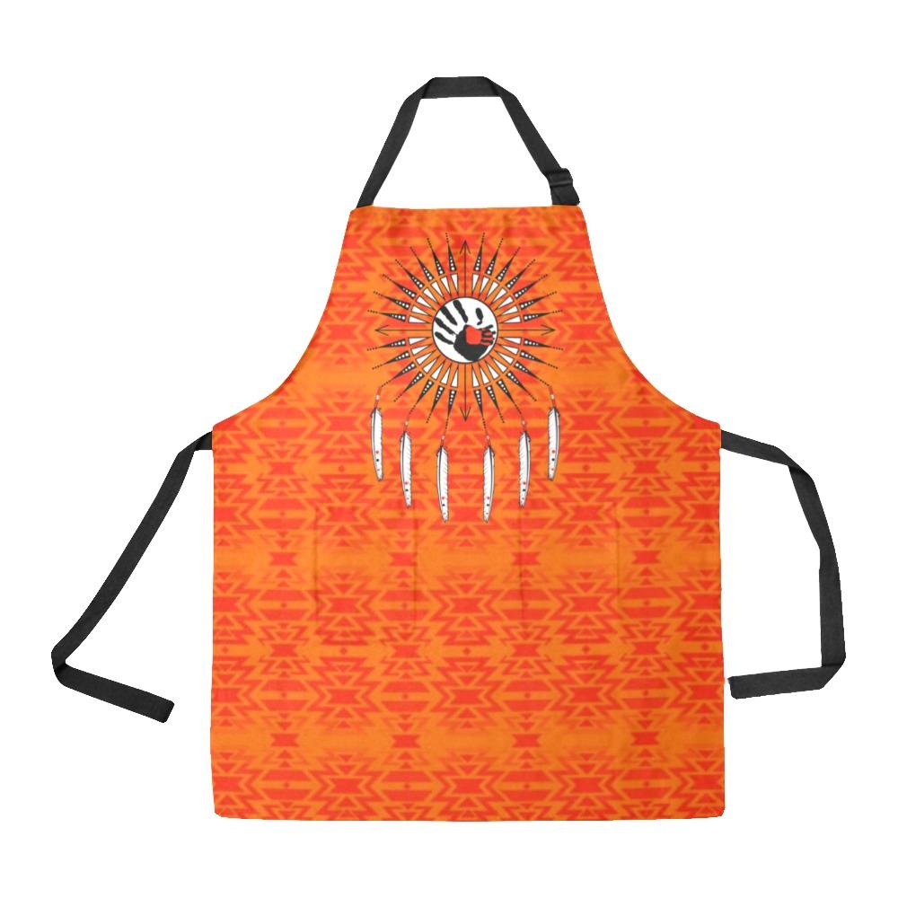 Fire Colors and Turquoise Orange Feather Directions All Over Print Apron All Over Print Apron e-joyer 