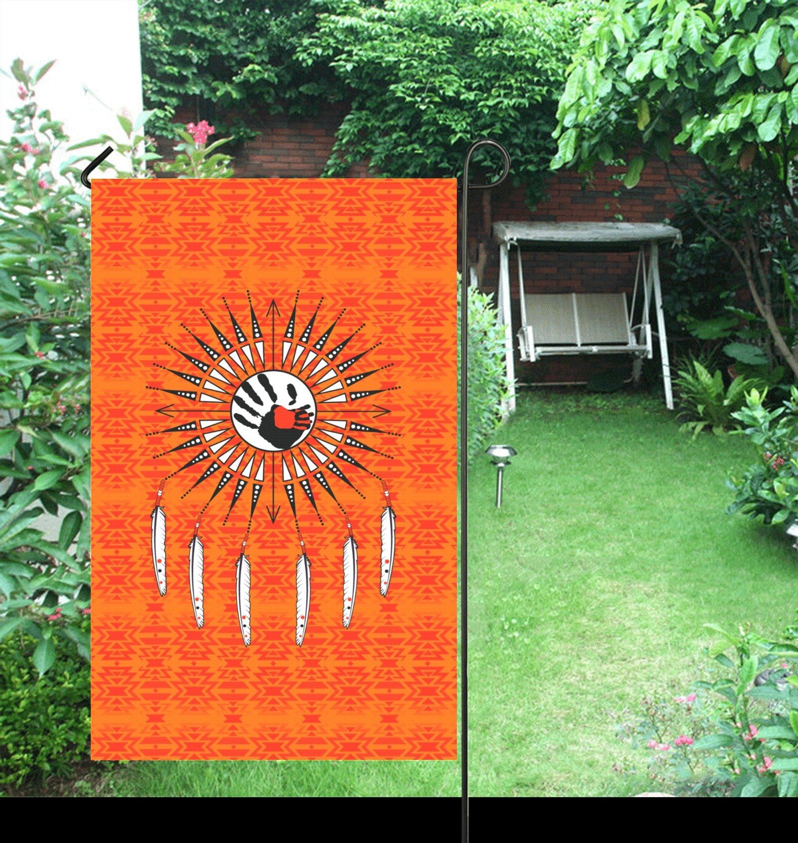 Fire Colors and Turquoise Orange - Feather Directions Garden Flag 36''x60'' (Two Sides Printing) Garden Flag 36‘’x60‘’ (Two Sides) e-joyer 
