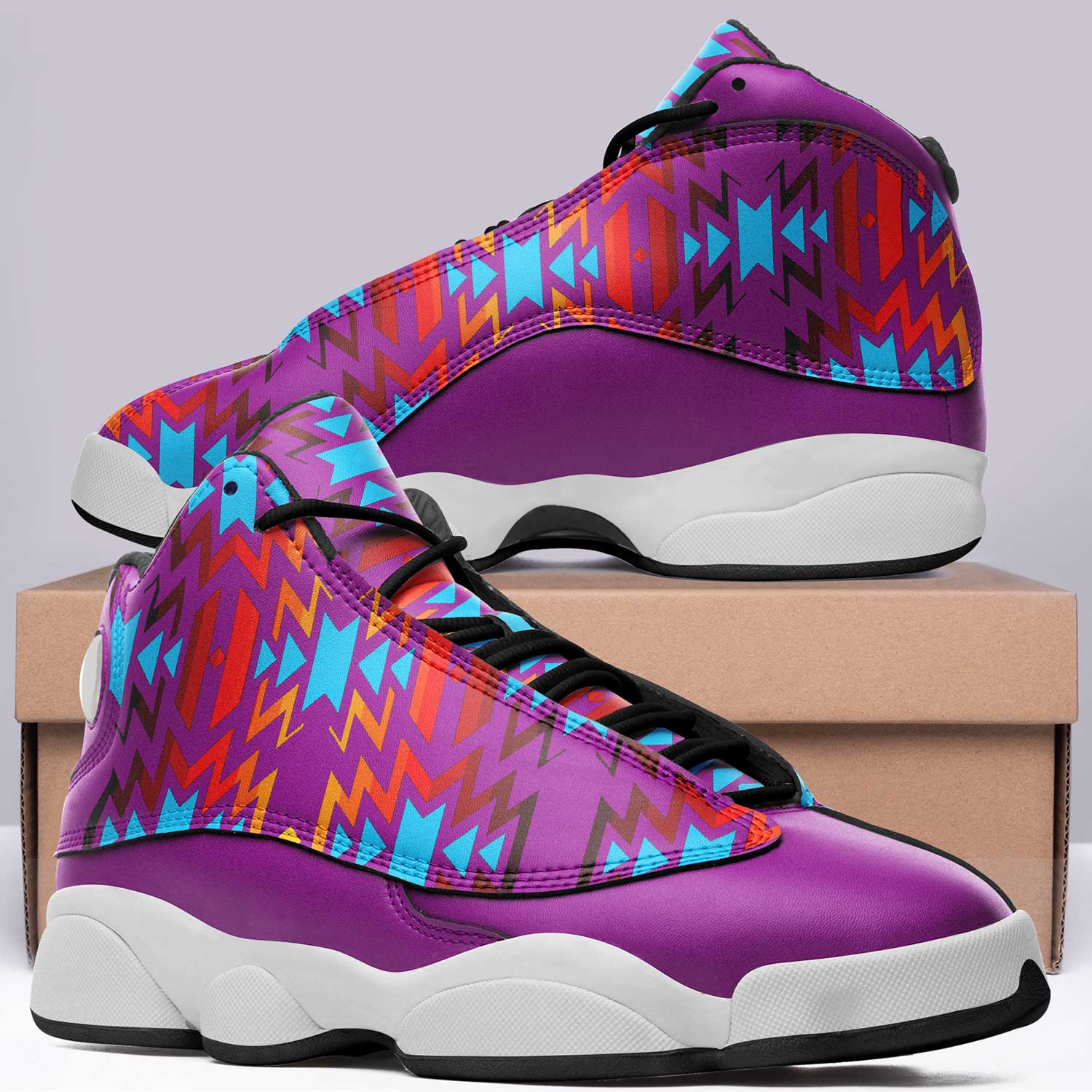 Fire Colors and Turquoise Purple Athletic Shoes Herman 