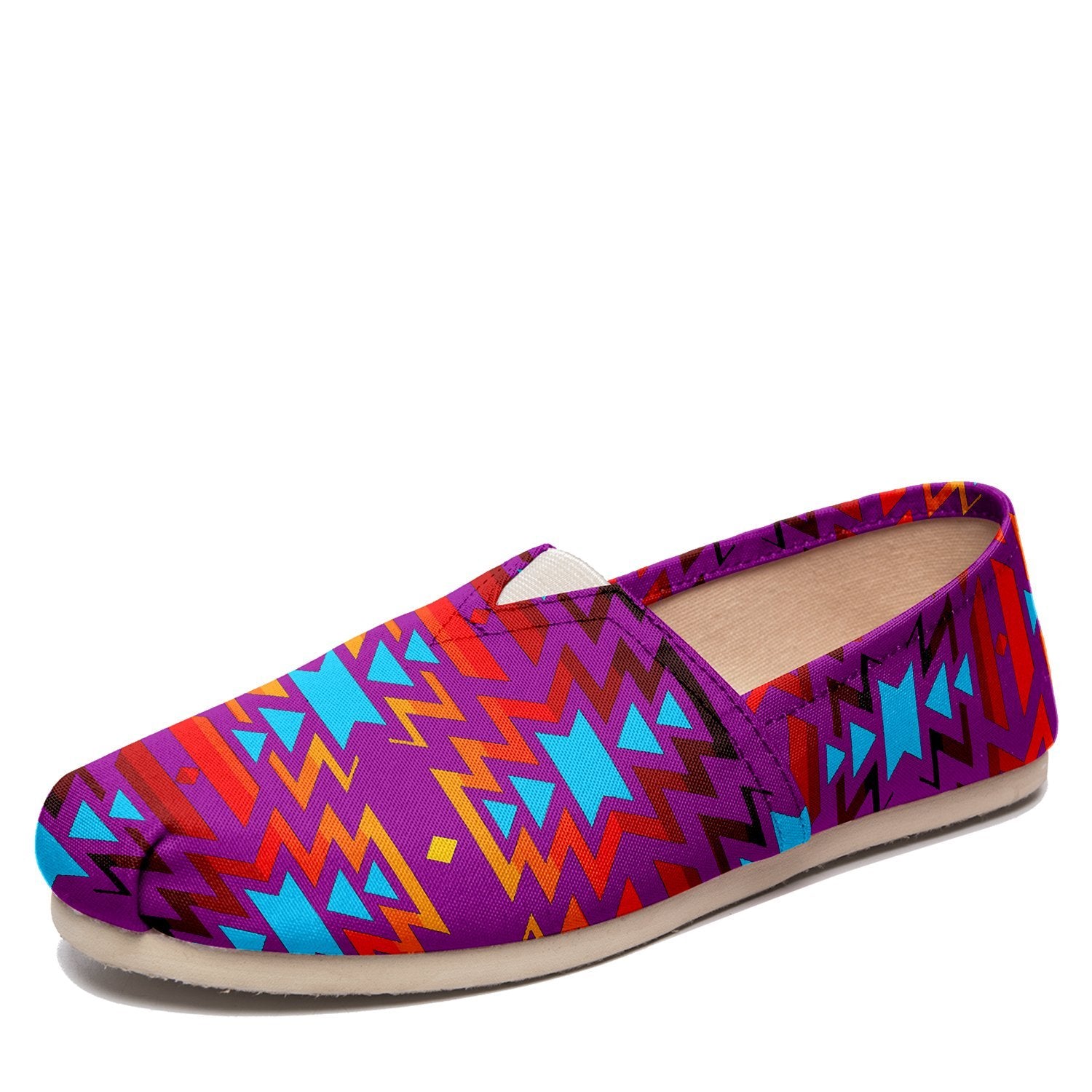 Fire Colors and Turquoise Purple Casual Unisex Slip On Shoe Herman 