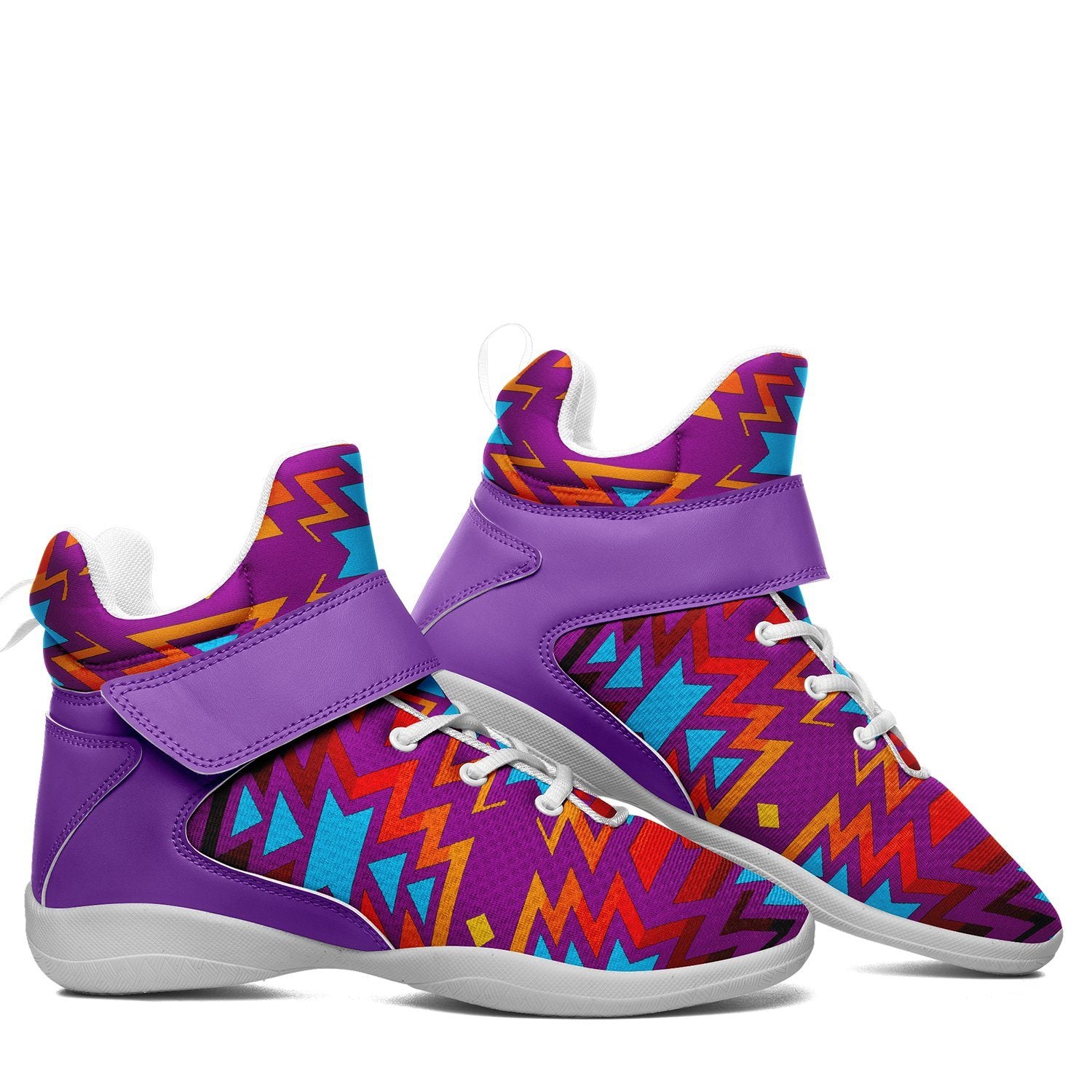 Fire Colors and Turquoise Purple Ipottaa Basketball / Sport High Top Shoes 49 Dzine 