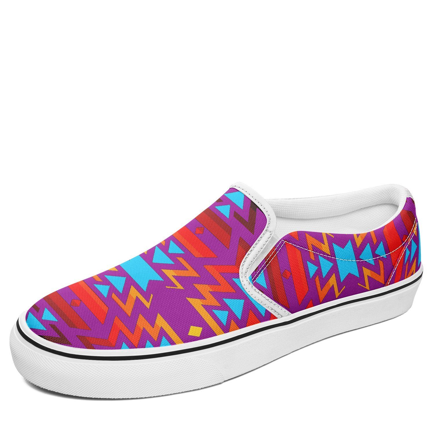 Fire Colors and Turquoise Purple Otoyimm Kid's Canvas Slip On Shoes 49 Dzine US Youth 1 / EUR 32 White Sole 