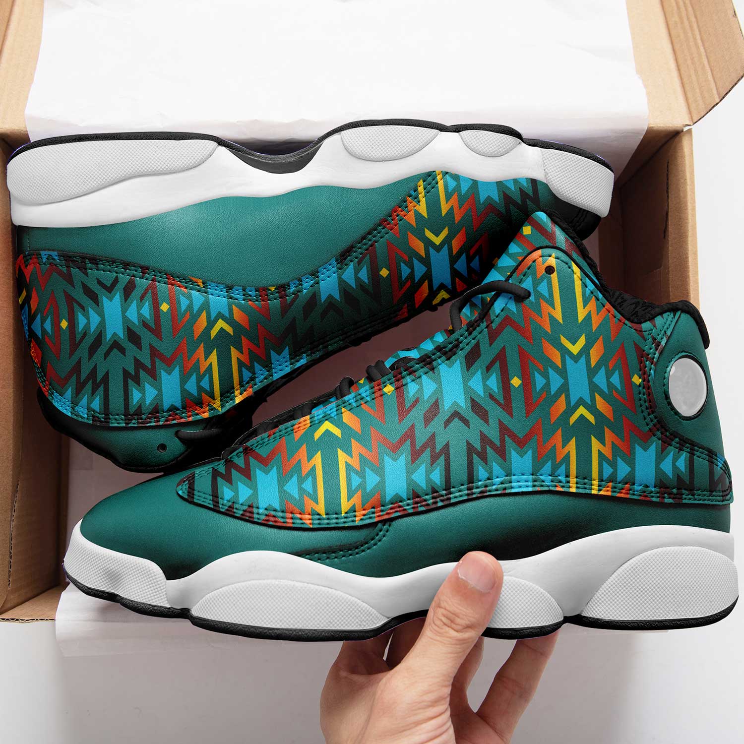 Fire Colors and Turquoise Teal Athletic Shoes Herman 