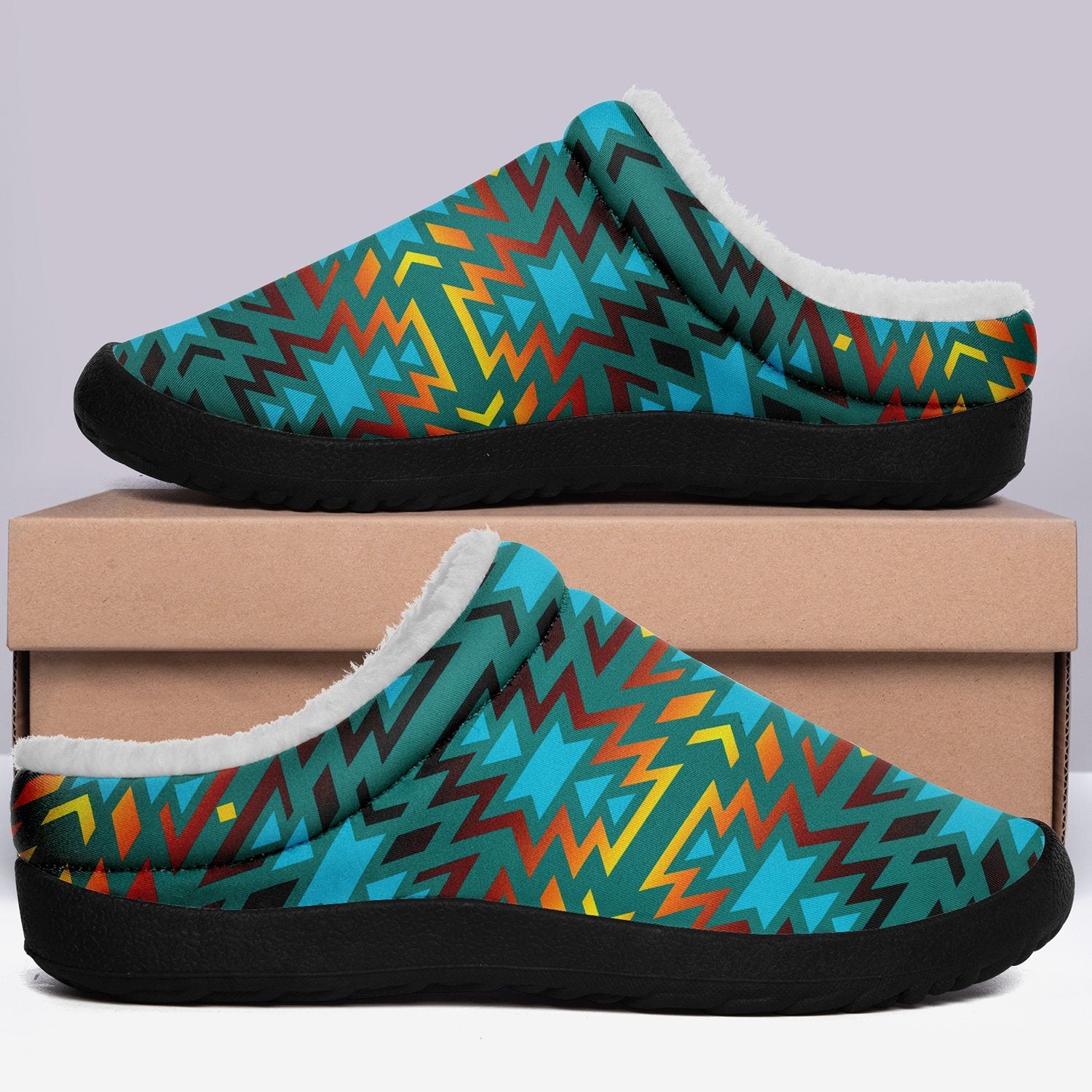 Fire Colors and Turquoise Teal Ikinnii Indoor Slipper 49 Dzine 