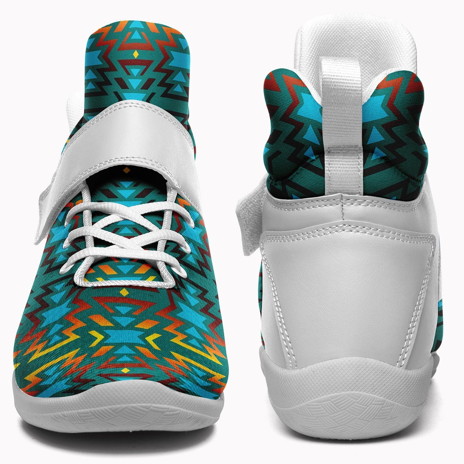 Fire Colors and Turquoise Teal Ipottaa Basketball / Sport High Top Shoes 49 Dzine 