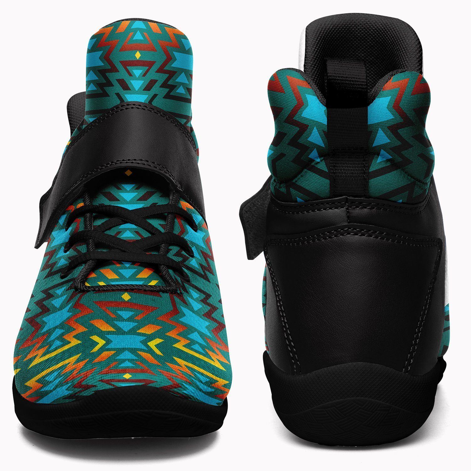 Fire Colors and Turquoise Teal Kid's Ipottaa Basketball / Sport High Top Shoes 49 Dzine 