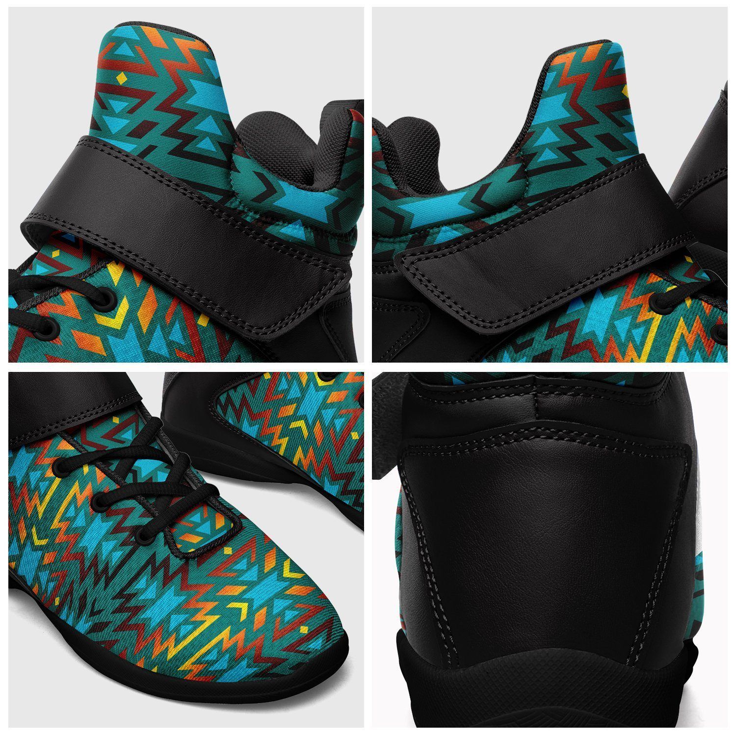 Fire Colors and Turquoise Teal Kid's Ipottaa Basketball / Sport High Top Shoes 49 Dzine 