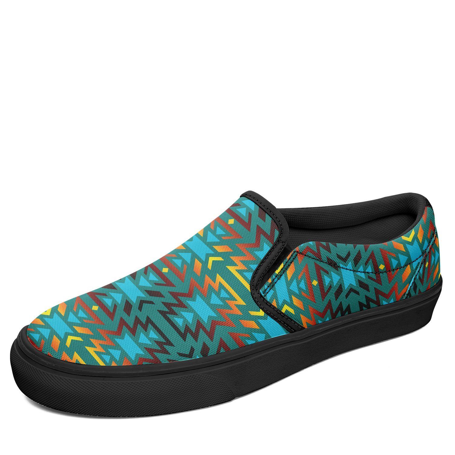 Fire Colors and Turquoise Teal Otoyimm Kid's Canvas Slip On Shoes 49 Dzine US Youth 1 / EUR 32 Black Sole 