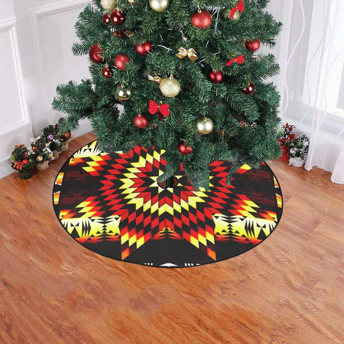 Fire Colors Christmas Tree Skirt 47" x 47" Christmas Tree Skirt e-joyer 