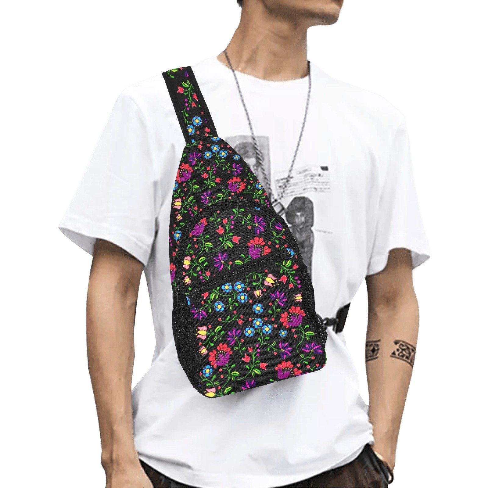 Fleur Indigine All Over Print Chest Bag (Model 1719) All Over Print Chest Bag (1719) e-joyer 