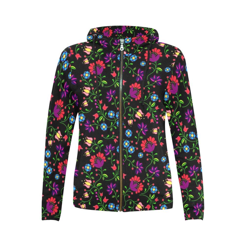 Fleur Indigine All Over Print Full Zip Hoodie for Women (Model H14) All Over Print Full Zip Hoodie for Women (H14) e-joyer 