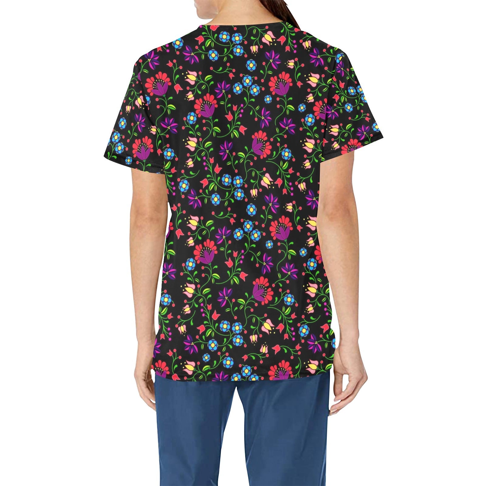 Fleur Indigine All Over Print Scrub Top Scrub Top e-joyer 