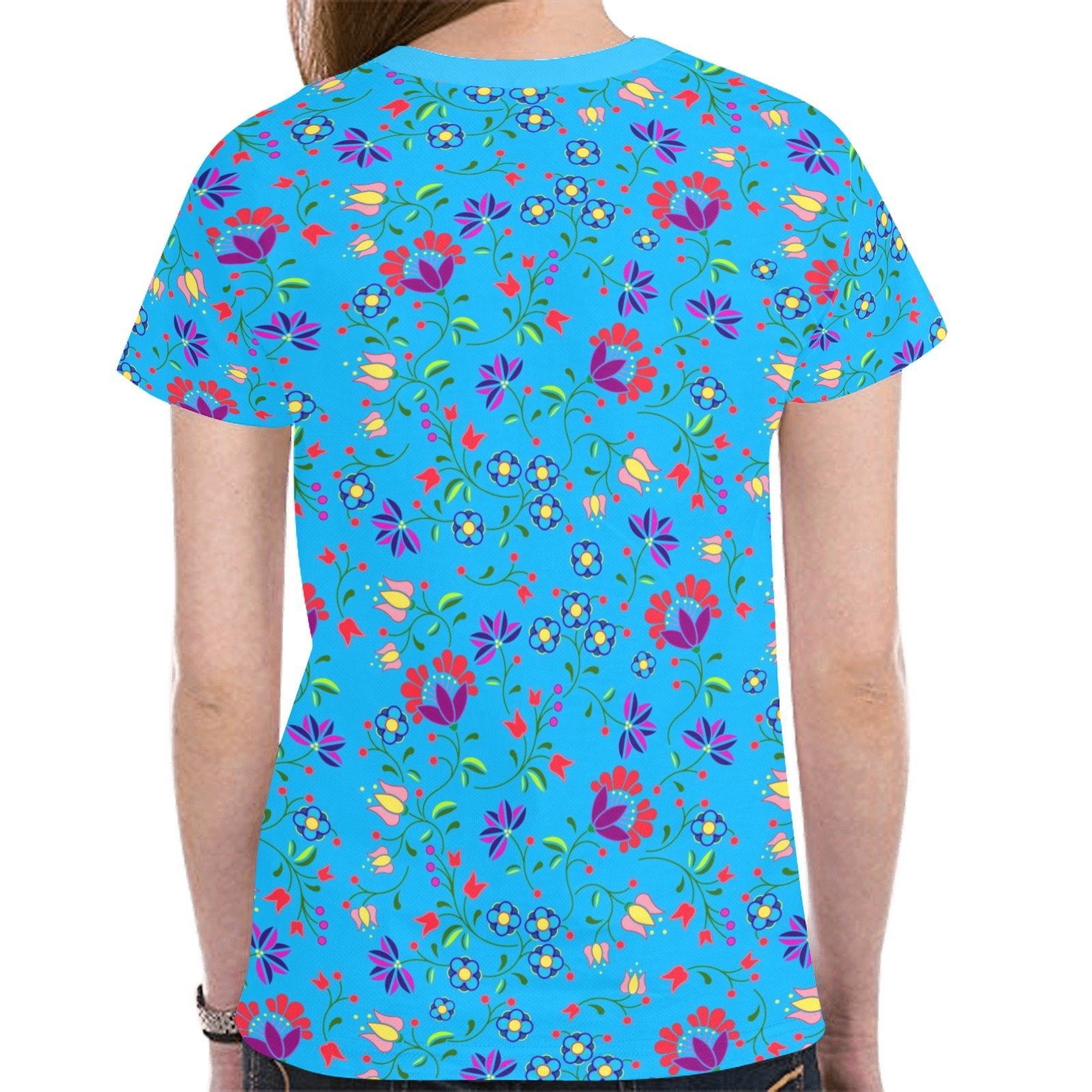 Fleur Indigine Ciel New All Over Print T-shirt for Women (Model T45) tshirt e-joyer 
