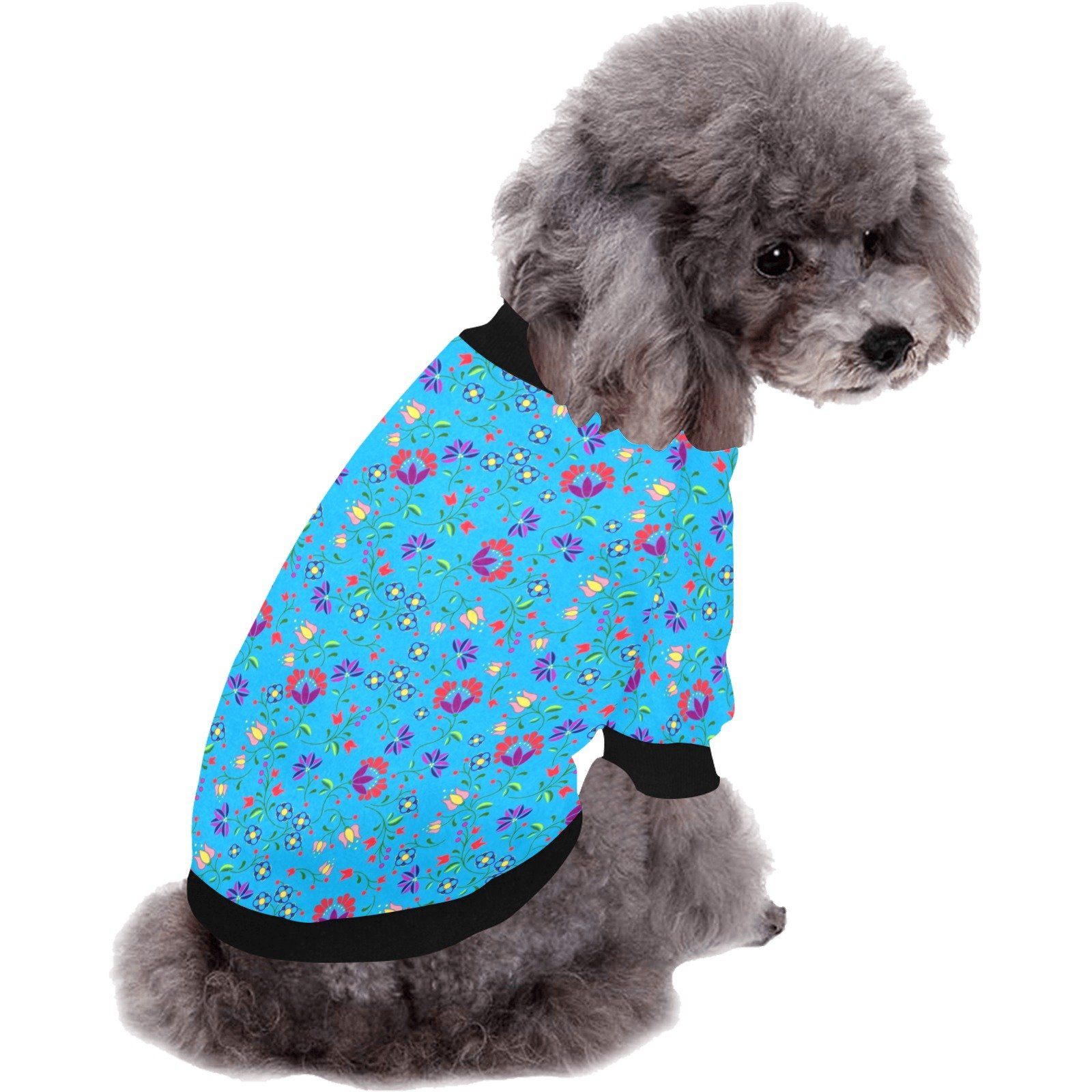 Fleur Indigine Ciel Pet Dog Round Neck Shirt Pet Dog Round Neck Shirt e-joyer 