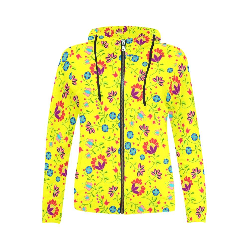 Fleur Indigine Mais All Over Print Full Zip Hoodie for Women (Model H14) All Over Print Full Zip Hoodie for Women (H14) e-joyer 