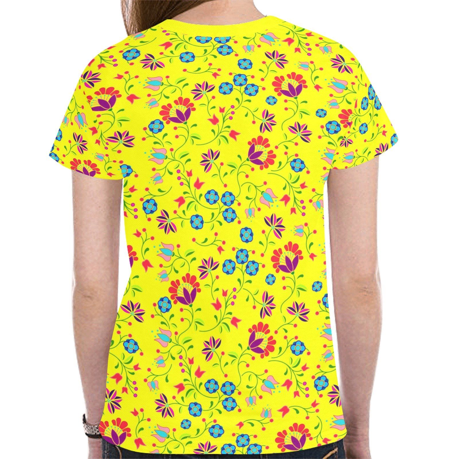 Fleur Indigine Mais New All Over Print T-shirt for Women (Model T45) tshirt e-joyer 