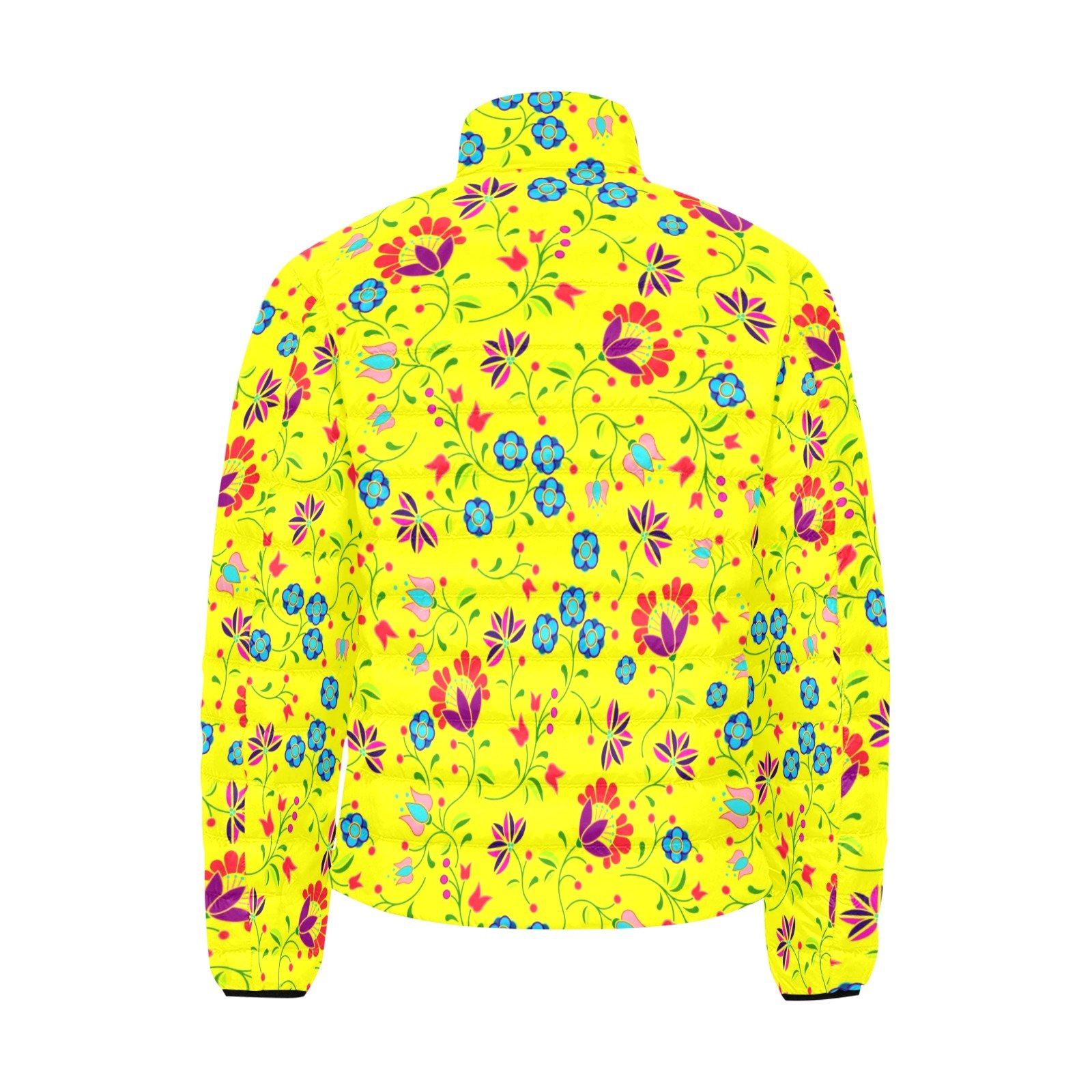 Fleur Indigine Mais Unisex Stand Collar Padded Jacket Men's Stand Collar Padded Jacket (H41) e-joyer 