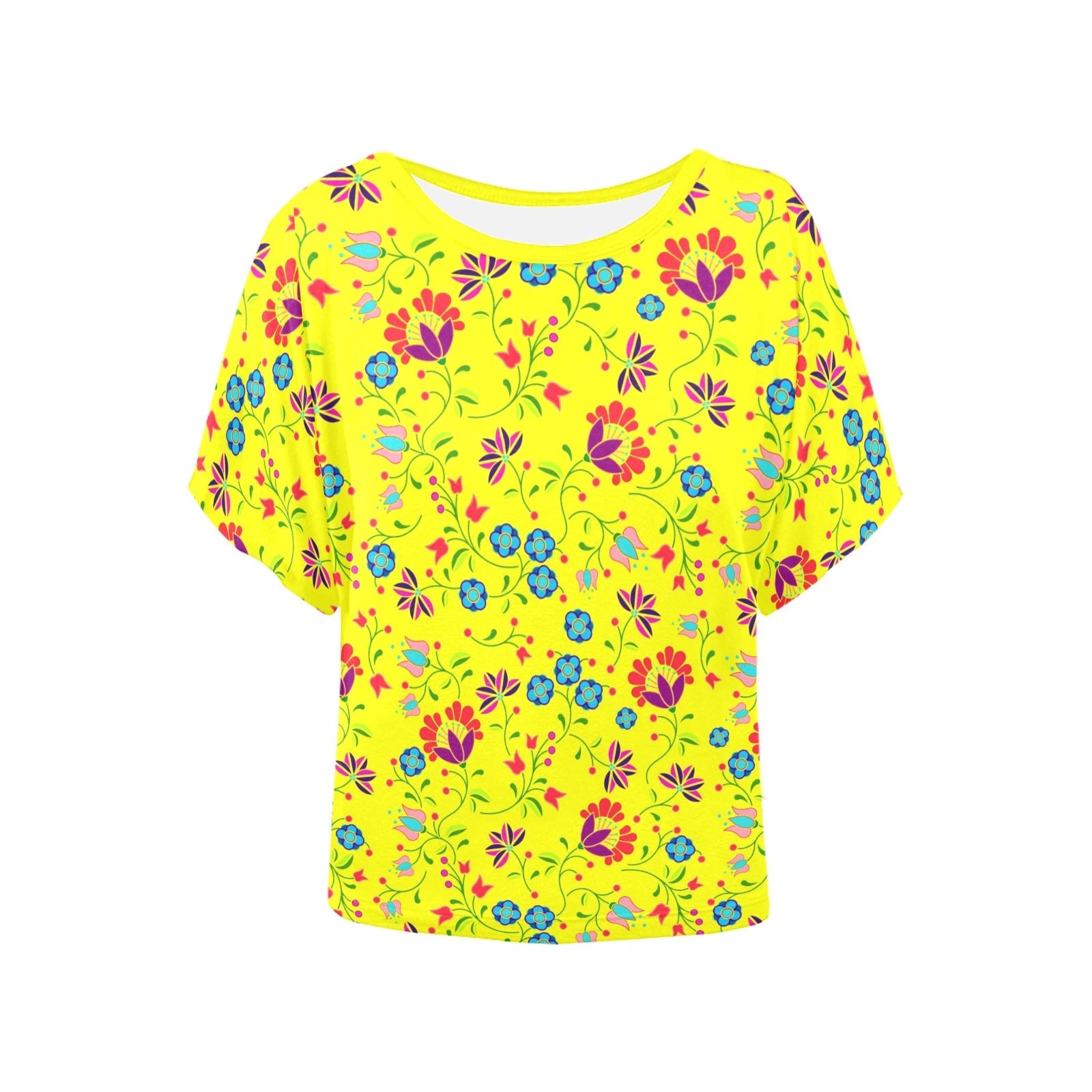 Fleur Indigine Mais Women's Batwing-Sleeved Blouse T shirt (Model T44) Women's Batwing-Sleeved Blouse T shirt (T44) e-joyer 