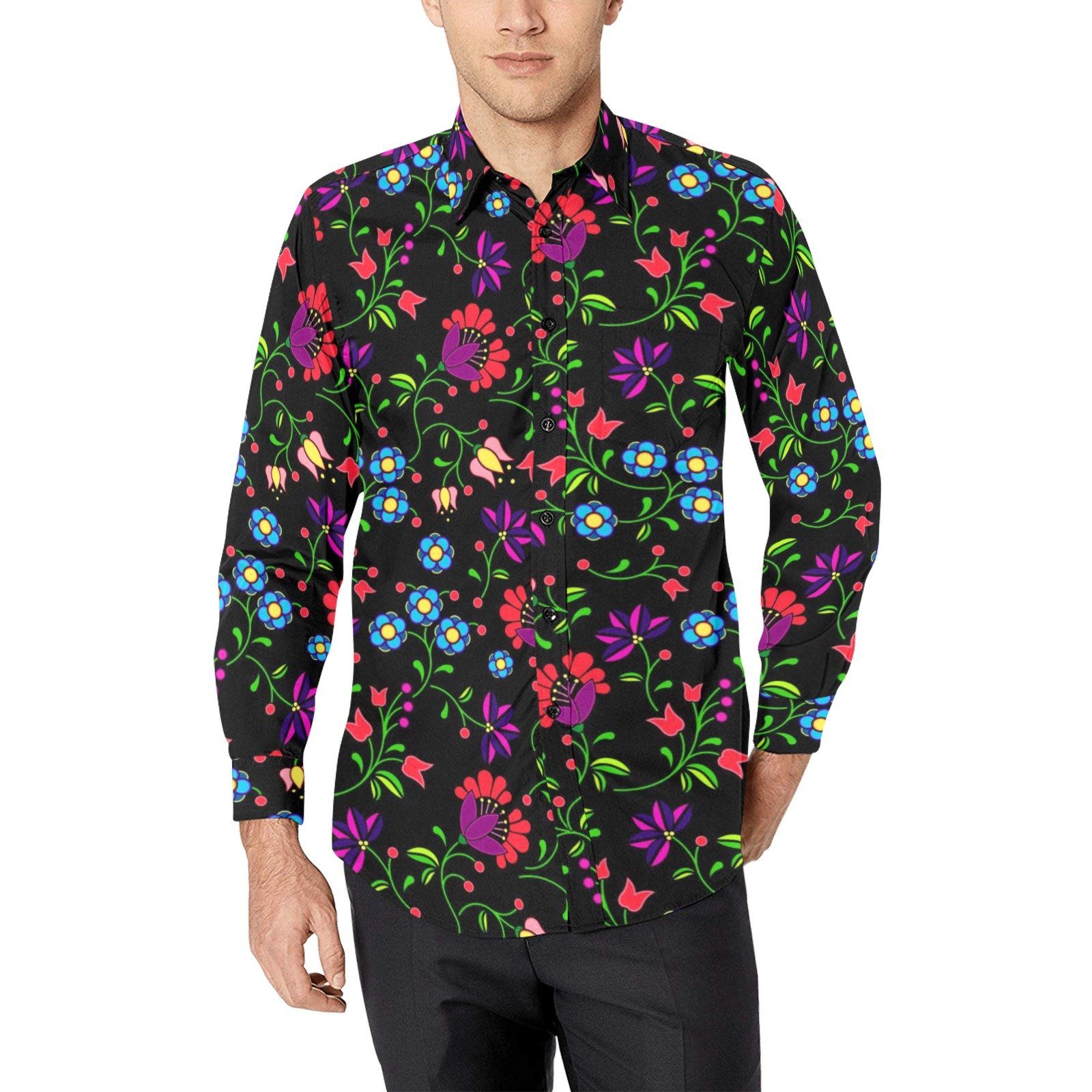 Fleur Indigine Men's All Over Print Casual Dress Shirt (Model T61) Men's Dress Shirt (T61) e-joyer 
