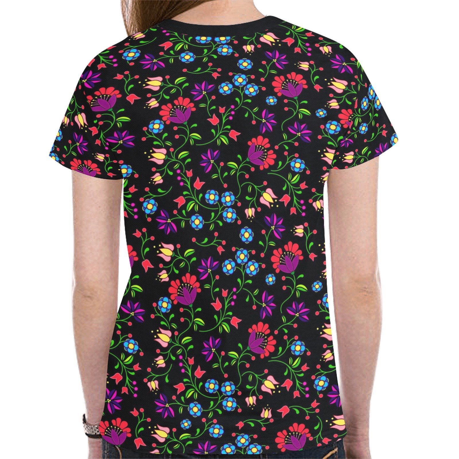 Fleur Indigine New All Over Print T-shirt for Women (Model T45) tshirt e-joyer 