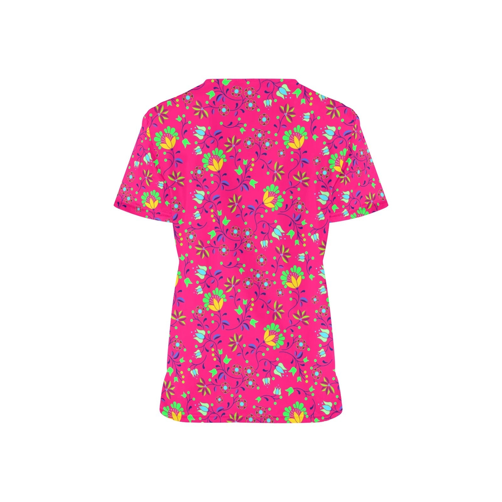 Fleur Indigine Rouge All Over Print Scrub Top Scrub Top e-joyer 