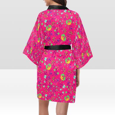 Fleur Indigine Rouge Kimono Robe Artsadd 