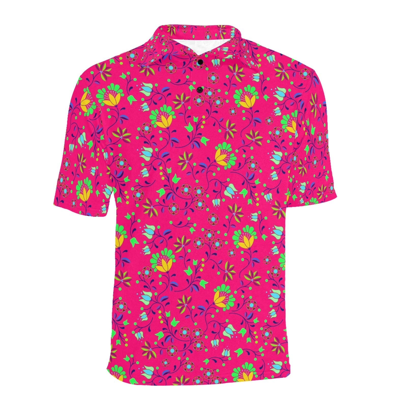 Fleur Indigine Rouge Men's All Over Print Polo Shirt (Model T55) Men's Polo Shirt (Model T55) e-joyer 