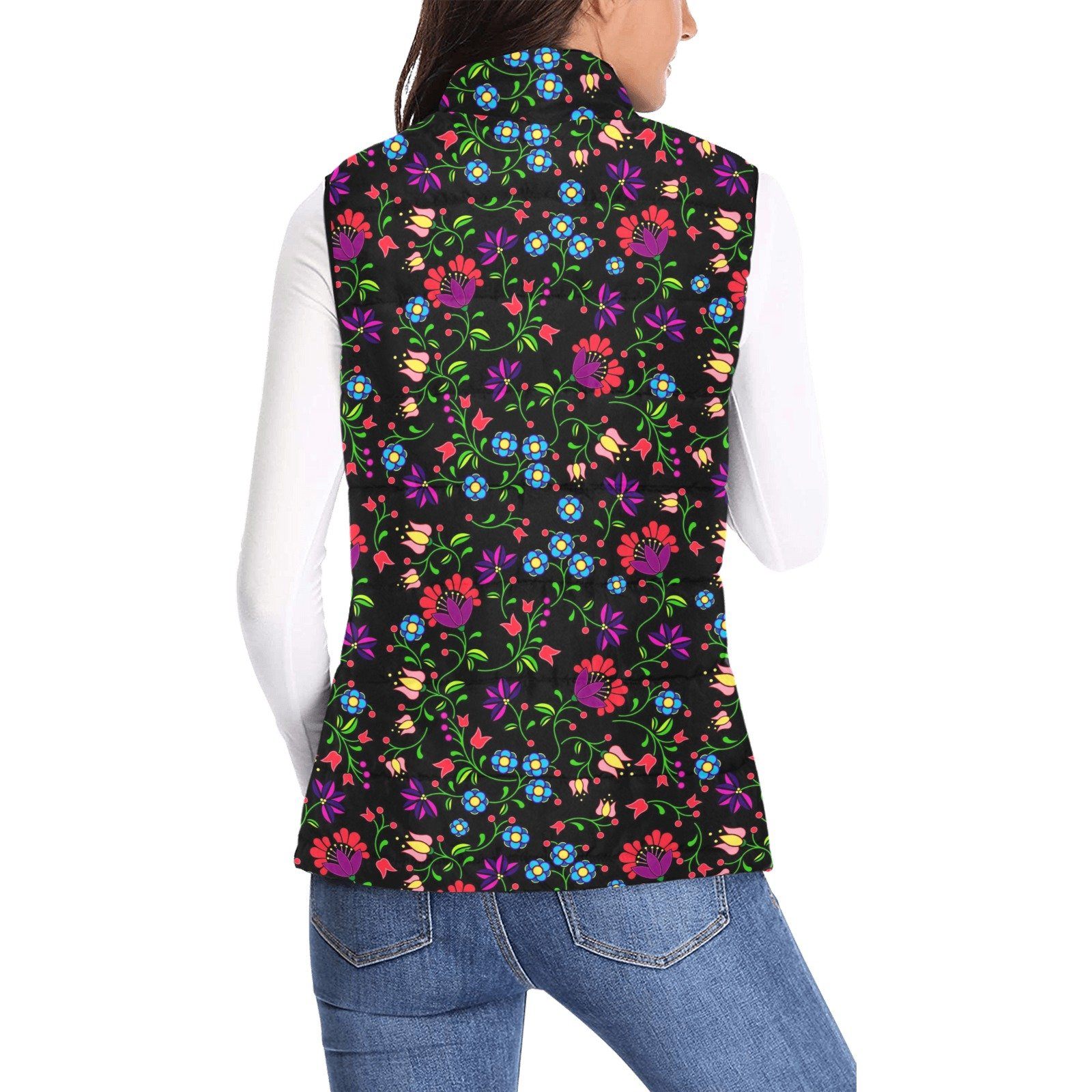 Fleur Indigine Women's Padded Vest Jacket (Model H44) Women's Padded Vest Jacket (H44) e-joyer 